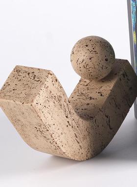 侘寂风轻奢几何抽象圆球勾形艺术摆件客厅样板房书房酒柜软装饰品