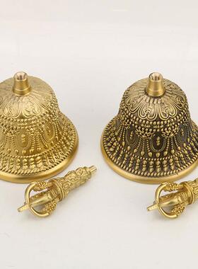 厂家黄铜五股金刚铃铜手摇铃家居寺庙佛堂用铃铛摇铃摆件