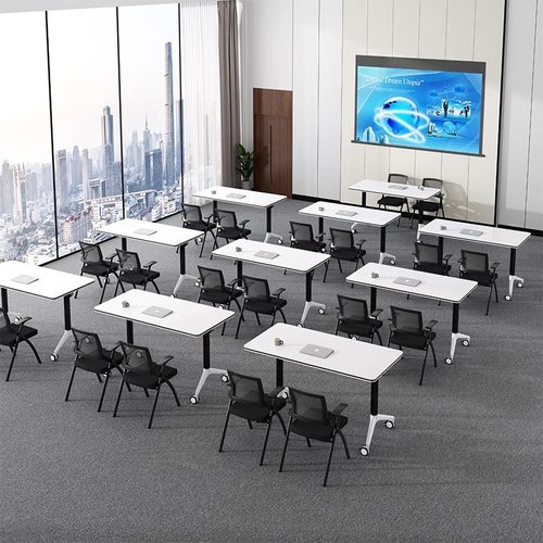 折叠会议桌可移动折叠拼接长条桌带轮子活动折叠培训办公桌椅组合 - 图1