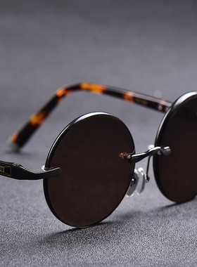 天然水晶石眼镜圆形复古墨镜男中老年太阳眼镜清凉护目开车专用