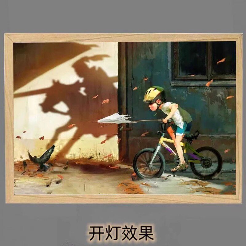 抖音同款以梦为马灯光画少年英雄发光画ins装饰摆件ins床头小夜灯