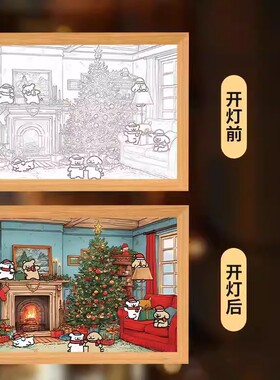 灯光画相框小夜灯手工摆件