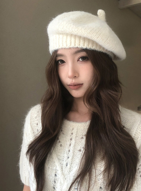 【猫仔kitten】秋冬韩系百搭针织帽女保暖贝雷帽显脸小文艺画家帽