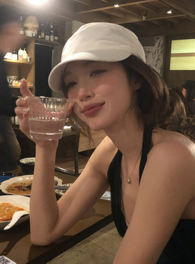 【猫仔kitten】夏日白色清爽鸭舌帽薄透气防晒帽皱褶百搭平顶帽子