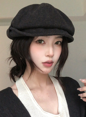 【猫仔kitten】休闲复古圆顶2026年秋季女帽保暖高级感报童帽帽子