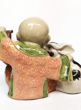 石湾美术陶瓷公仔十二生肖兔工艺品吉祥物财运亨通家居装饰摆件