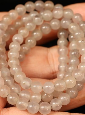 天然桂林鸡血玉石6*6mm108颗35g手链贵妃料白色手串女士手链