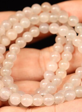 天然桂林鸡血玉石6*6mm108颗35g手链贵妃料白色手串女士手链