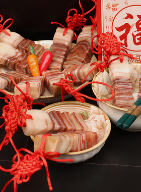 奇石摆件招财石材猪肉石五花肉装饰天然工艺品石雕挂件把玩件饰品