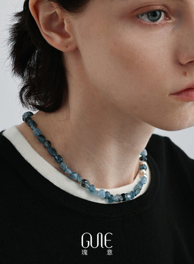 瑰意魔鬼海蓝宝925银串珠项链2025新款爆款小众设计高级感锁骨链