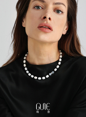 瑰意黑玛瑙串珠项链新款女生百搭高级感小众设计感优雅锁骨链