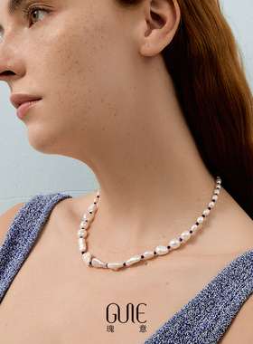 瑰意巴洛克珍珠项链女青金石串珠2025新款天然小众轻奢高级锁骨链