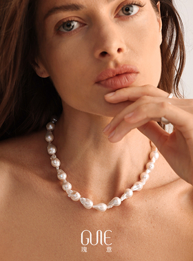 瑰意巴洛克银拉丝叶扣项链2025新款时尚高级感小众设计百搭锁骨链