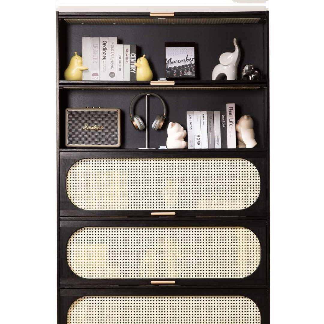 卧室客厅黑色中古风五斗柜收纳柜子储物柜书柜玄关柜窄高立柜多层,淘宝优惠券,粉丝福利购,淘宝优惠卷