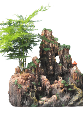 创意假山花盆树脂摆件造景绿植室内场景装饰客厅盆景中式景观造型