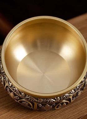 纯铜聚宝盆有求必应家用店铺开业礼品办公室摆件黄铜米缸