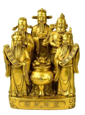 纯铜五路财神聚宝盆摆件客厅装饰品开店送礼招财开业礼品中式