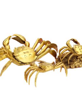 纯铜螃蟹摆件八方来财铜蟹家居店铺装饰摆件