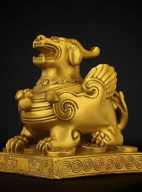 纯铜貔貅摆件纯铜招财皮丘家居客厅店铺装饰品坐貔X貅开业送