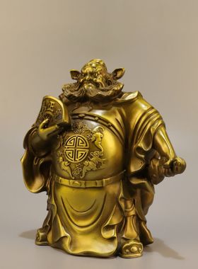 纯铜钟馗摆件家居装饰品客厅玄关实木雕刻手工艺品文玩摆件