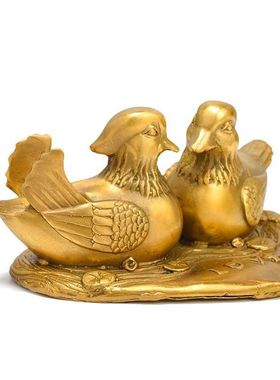 纯铜鸳鸯摆件铜鸳鸯戏水家居装饰品婚庆礼品铜鸳鸯摆件