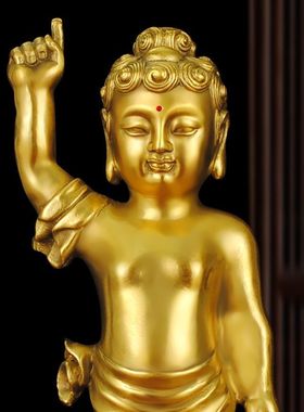 纯黄铜浴佛太子佛像摆件释迦牟尼佛浴佛铜像佛堂客厅家居装饰品