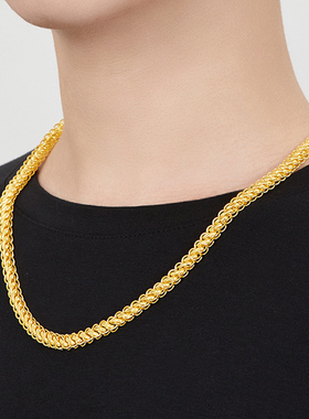 金包银黄金项链男款足金999金链子粗龙头霸气宽大扁泰国