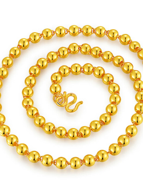 金包银黄金项链男女光珠项链999足金包足银光面转运珠圆珠项链