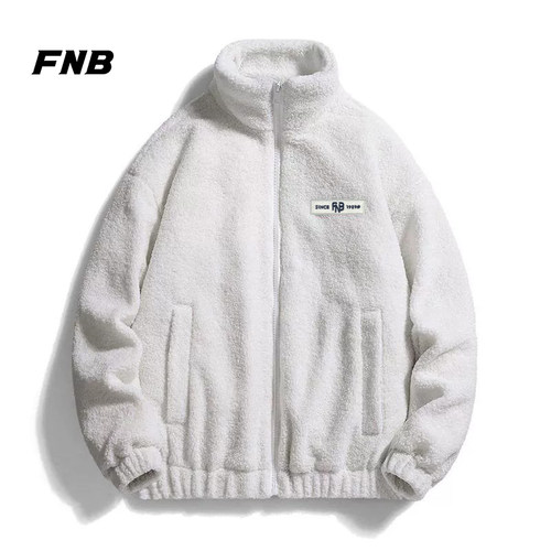 FNB潮牌简约贴标摇粒绒外套羽绒服男款冬季宽松鸭绒保暖情侣棉衣 - 图0