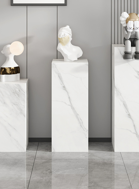 大理石雕塑底座摆台玄关岩板电视柜旁边落地客厅花架摆件底基座台