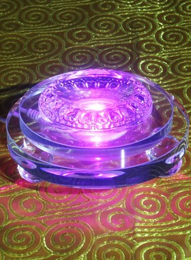 发光底座水晶球托底插电LED七彩幻彩自动变色圆形客厅凹面桌摆件