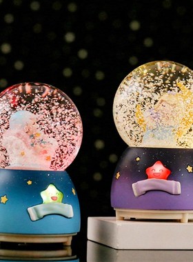 水晶球音乐盒大号自动喷雪花电池款飘雪工艺品家居装饰品摆件设