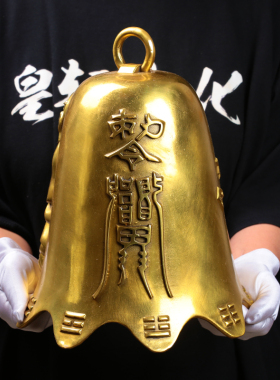 纯铜铃铛铜风铃挂件 化五黄二黑风水招财保平安门铃挂饰