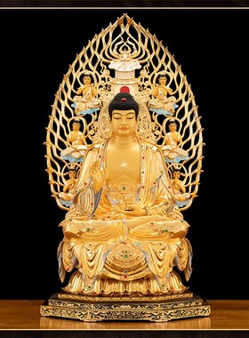 极速台湾68厘米纯铜鎏金三宝佛释迦牟尼佛阿O弥陀佛药师佛佛祖佛