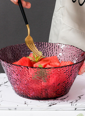 极速欧式大号水i果盘现代简约家用客厅水晶玻璃糖果干果盘透明碗