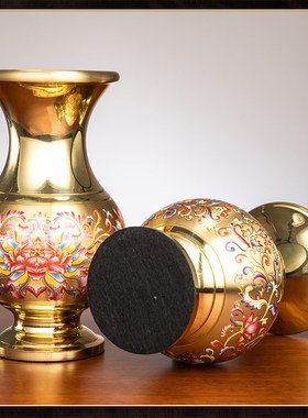 极速纯铜景泰蓝供花瓶家用佛前菩萨插干I花瓶财神爷关公供佛净水