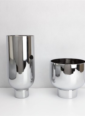 极速欧式玻璃f电镀花器花插摆件样板房售楼部卧室书房客厅桌面玄