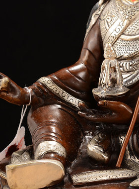 新品莲花生大士铜像全铜尼泊尔古色鎏金鎏银家用现X代10寸摆件