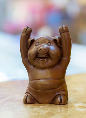 极速紫铜猪摆件 店m铺门面名片盒卡托 新年猪客厅家居装饰品生日