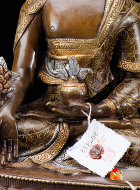 新品药师铜像尼泊尔手工10寸紫铜镀金镀O银家用现代桌面摆件