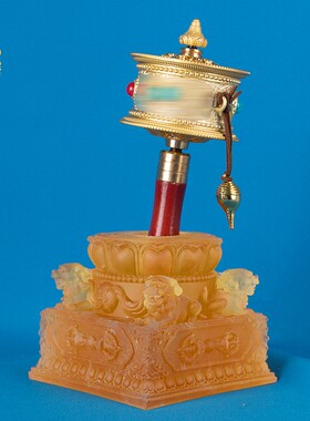 西藏手转转轮合金家用藏式手持转金桶学院家居摆件装饰手摇转金简