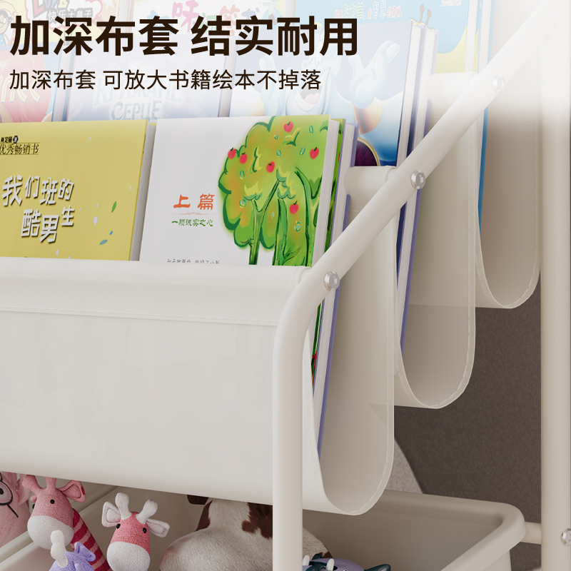 儿童书架家用阅读区绘本架多层玩具收纳架置物架落地宝宝简易书柜 - 图2