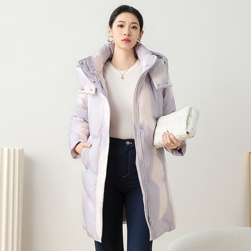 SMEN诗萌防寒撞色羽绒服女2025冬连帽休闲厚款保暖女式面包服外套 - 图0