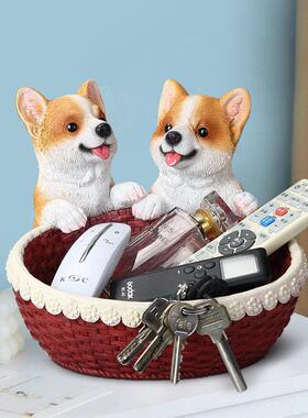 狗狗收纳摆件可爱卡通动物小摆设玄关钥匙客厅鞋柜桌面家居装饰品