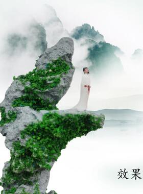 仿真山峰装饰摆件盆景沙盘微景观小山峰摆景水族鱼缸假山笔架镇纸