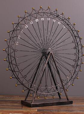 复古铁艺摩天轮模型工艺品摆件创意家居客厅店铺柜台桌面装饰摆件