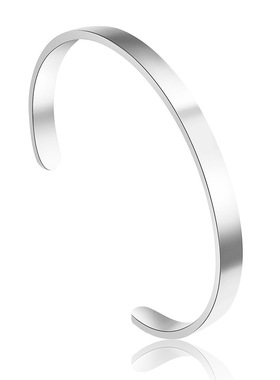 跨境欧美开口可调节C形不锈钢士手镯钛钢手环不褪色情侣手镯女