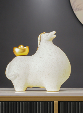 中式马上有钱陶瓷工艺品摆件