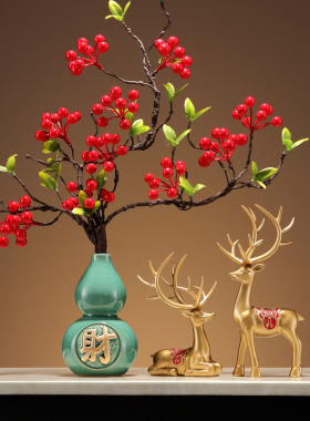 新中式陶瓷花瓶冰裂纹仿真花高级