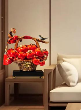 新中式事事如意柿子高档陶瓷摆件